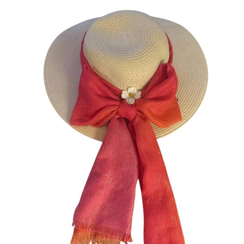 NEW SAGE & CLARE women’s wide brim sun hat in natural/pink